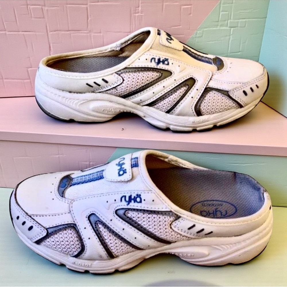 RYKA White Low Back Slide Sneaker Mule Clog